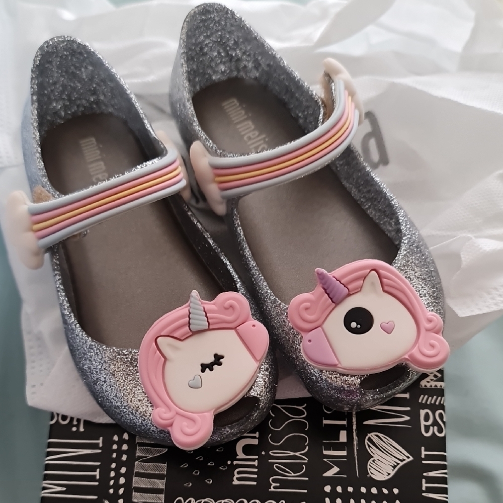 Mini Melissa Silver Glitter Dress Shoes